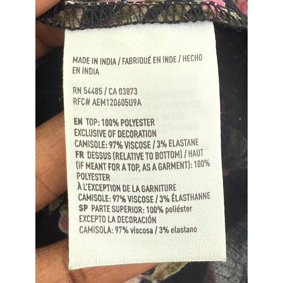 American Eagle Womens S Sheer Flowy Floral Blouse Fairy Grunge Whimsigoth Sultry - Picture 8 of 10